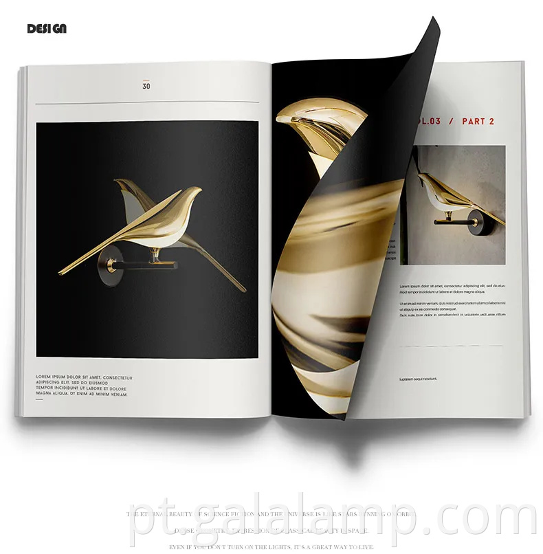 Lâmpada de parede liderada por pássaro de pega nórdica para decoração do quarto